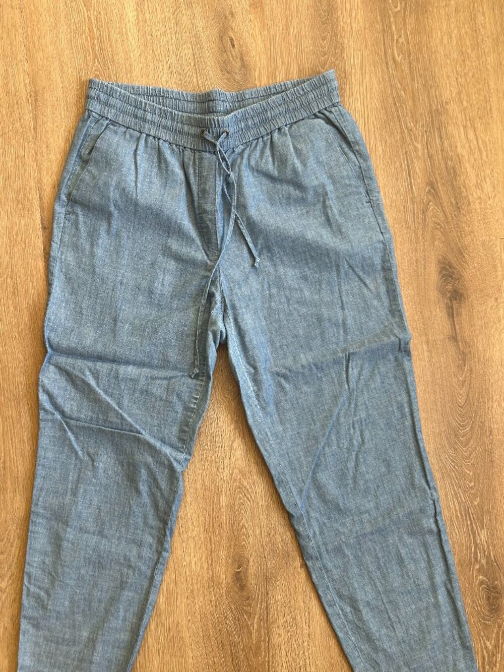 J Crew Pants Womens Size 10 Blue Chambray Jogger Elastic Waist Lightweight Pants